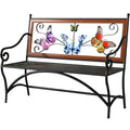 39.7" Black Metal Outdoor Bench with Armrest X391
