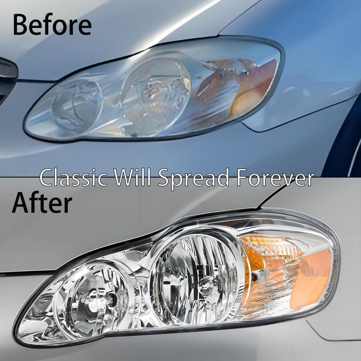 Chrome Amber Headlight Assembly Set S221230