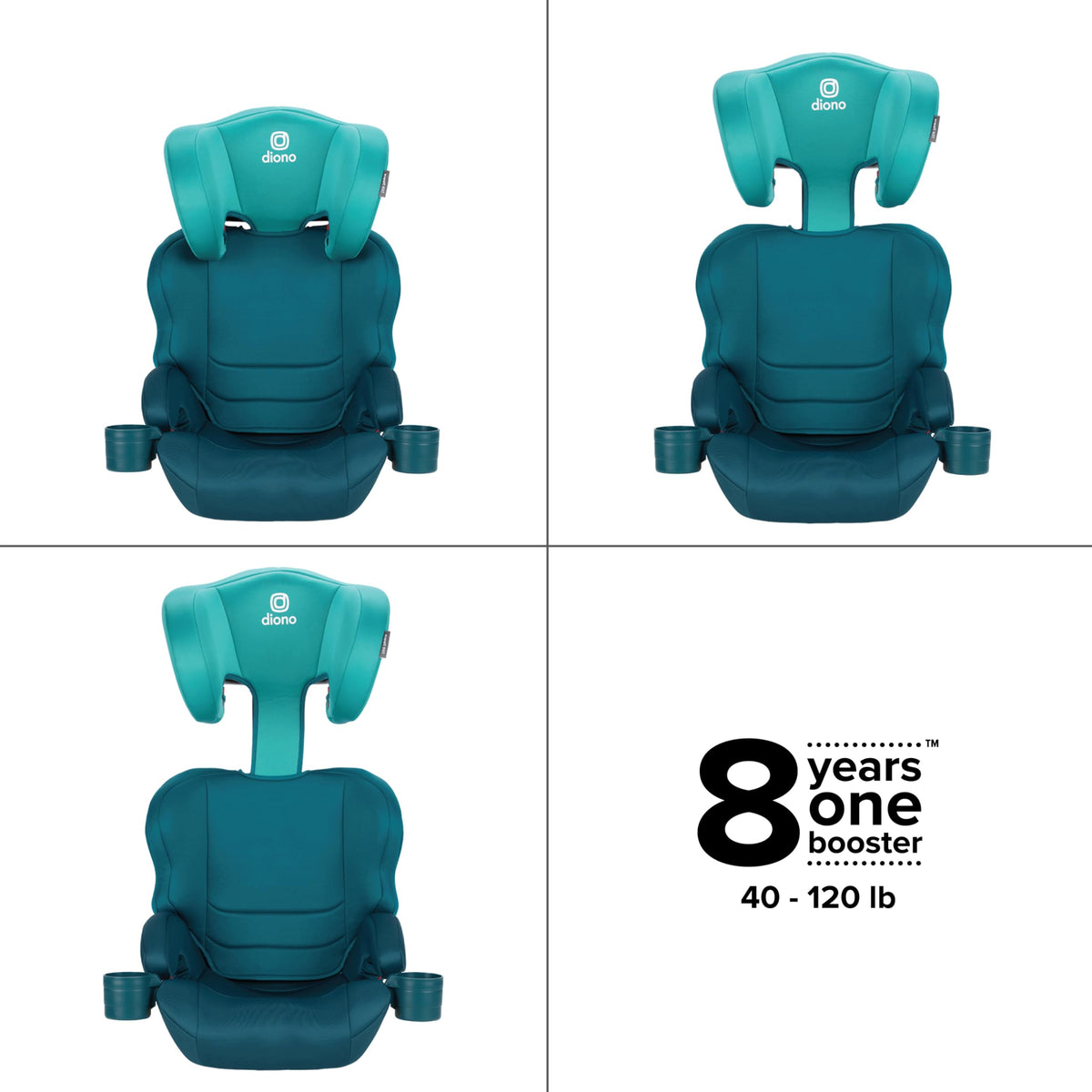 High Back Booster Car Seat with Rigid Latch, Blue T551