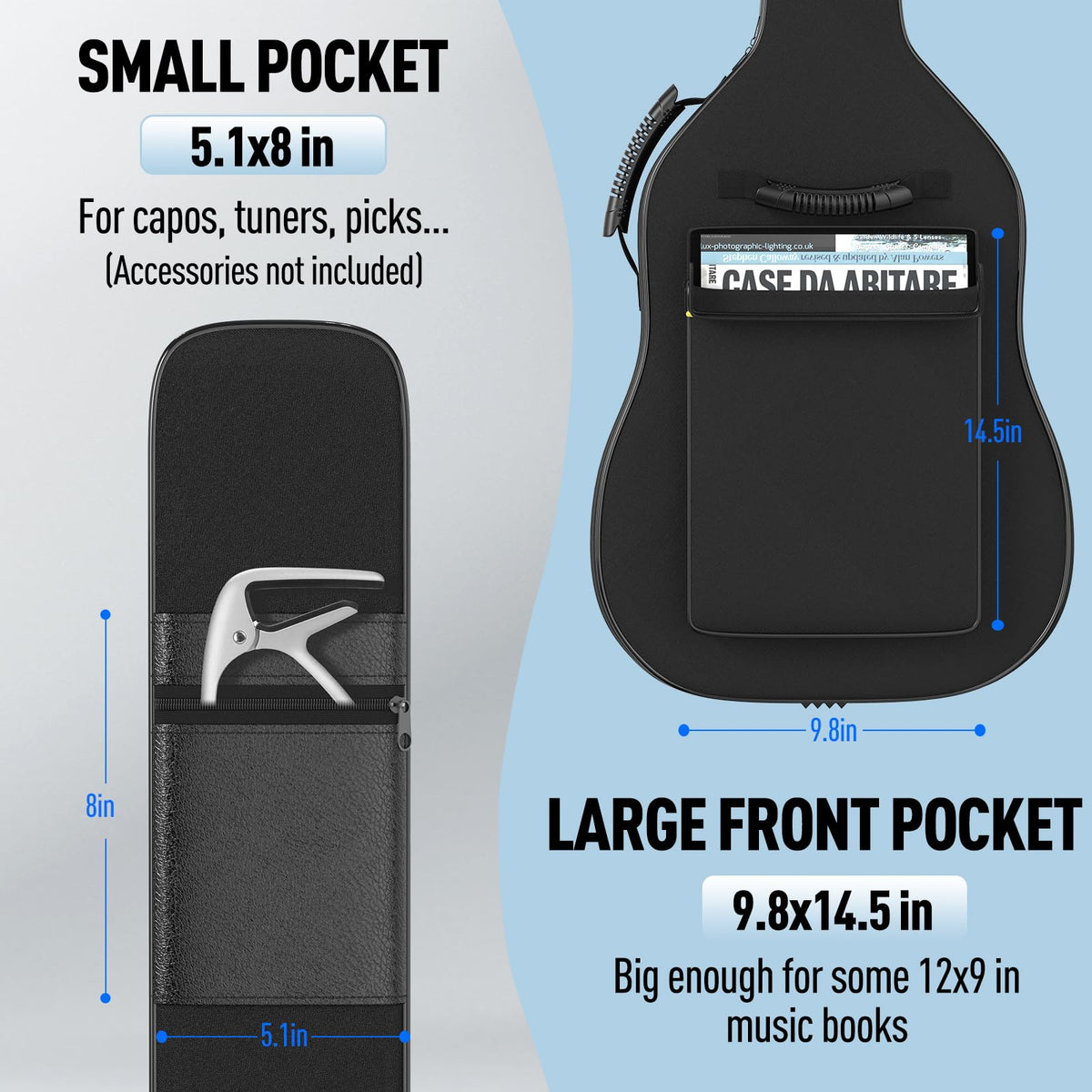 Black Acoustic Guitar Gig Bag with 0.35 Inch Foam Padding J9389