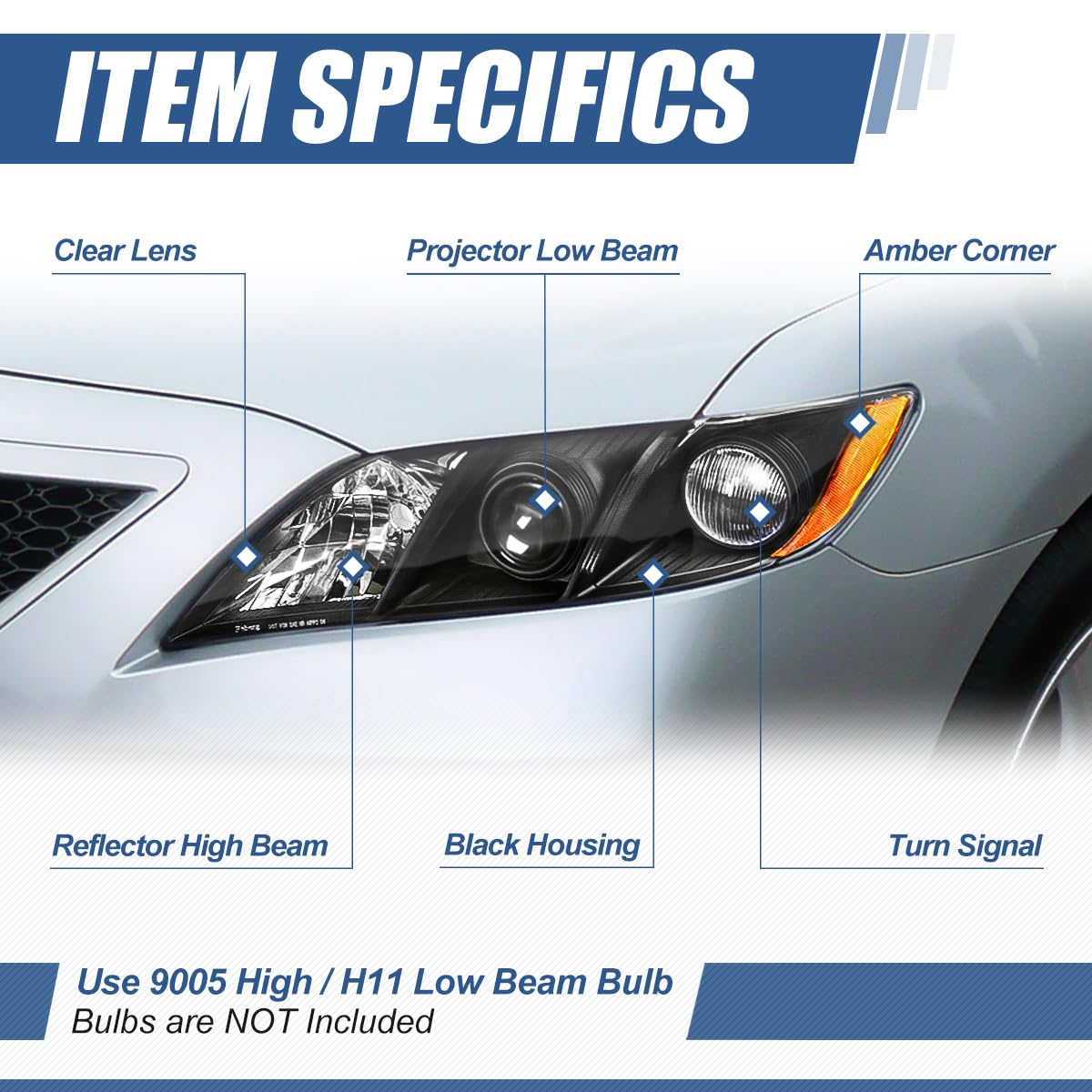 Black Projector Headlights Assembly A33320