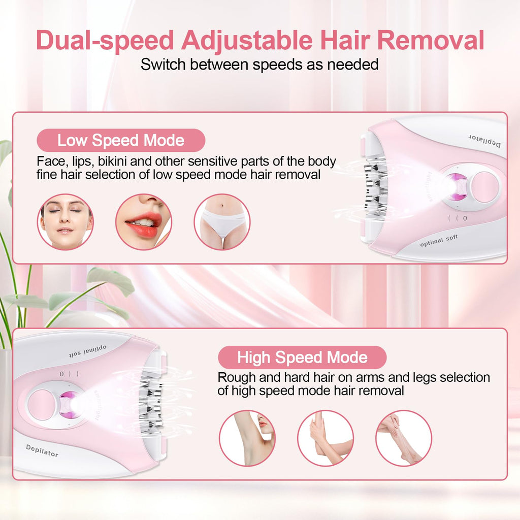 2 Speeds Rechargeable Epilator with LED Light C528