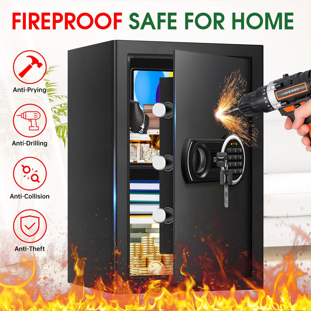 3.3 Cuft Water and Fireproof Safe with Digital Keypad & Key Lock N531