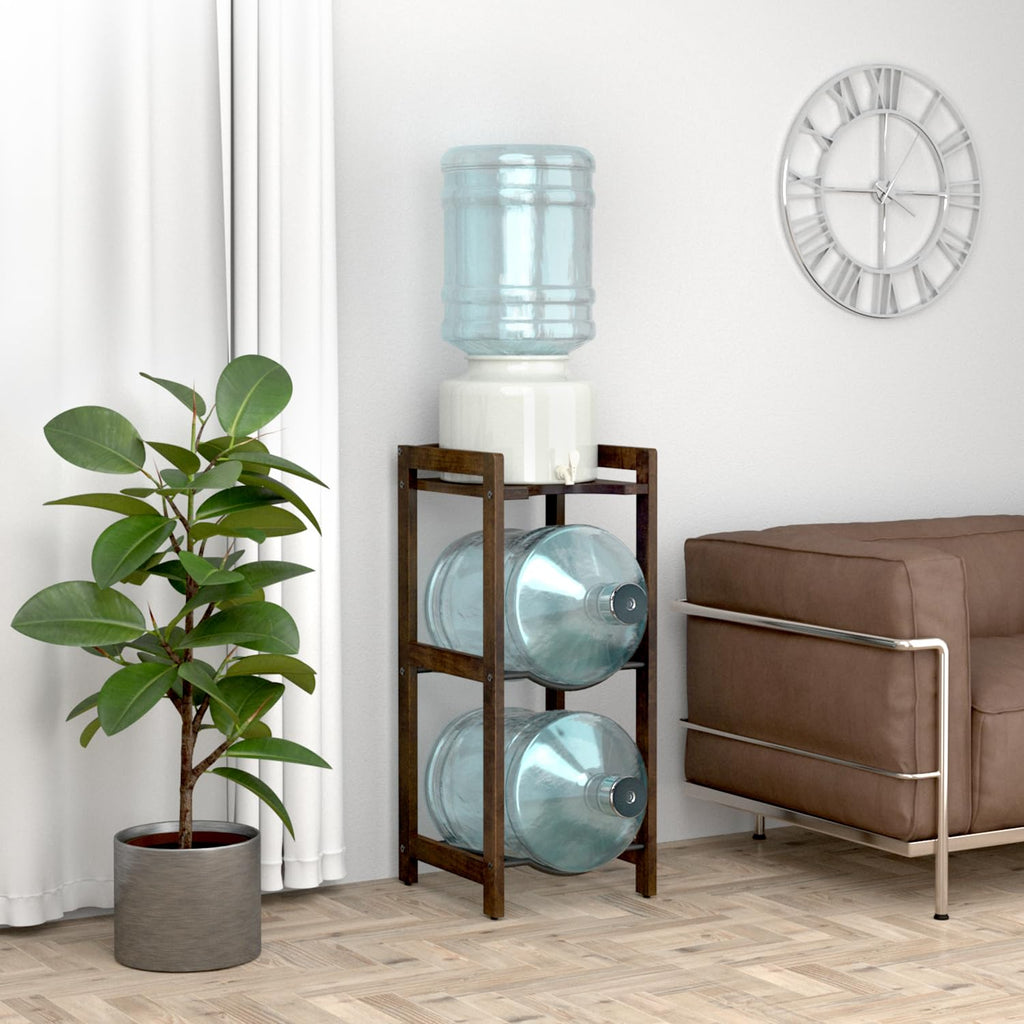 5 Gallon Water Jug Holder with Top Shelves, 3-Tiers Solid Wood Water Dispenser Stand K3592