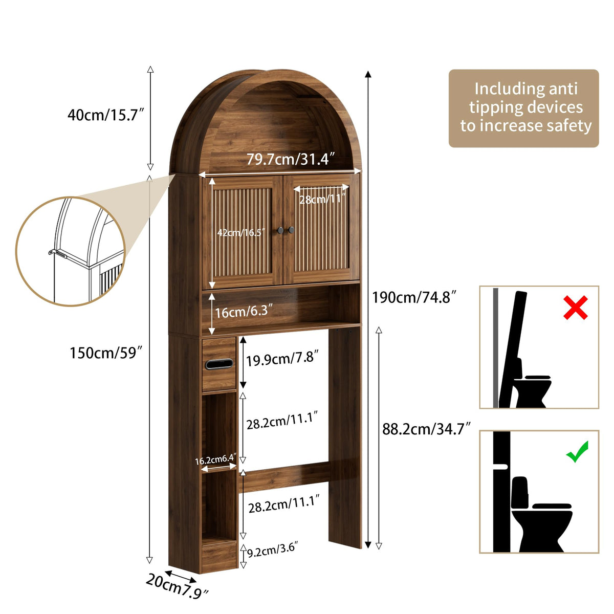 Arched Over The Toilet Storage Cabinet C194604