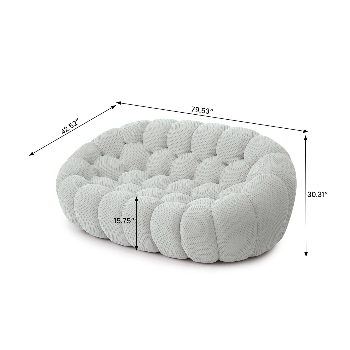 Light Grey Curved Upholstered Sofa E502855