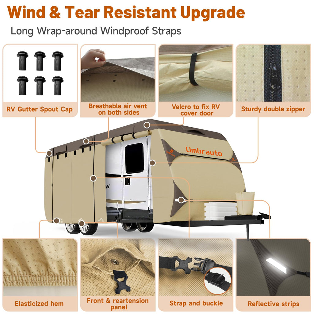 14' ~ 16' Waterproof Windproof Heavy Duty Travel Trailer RV Cover F9939