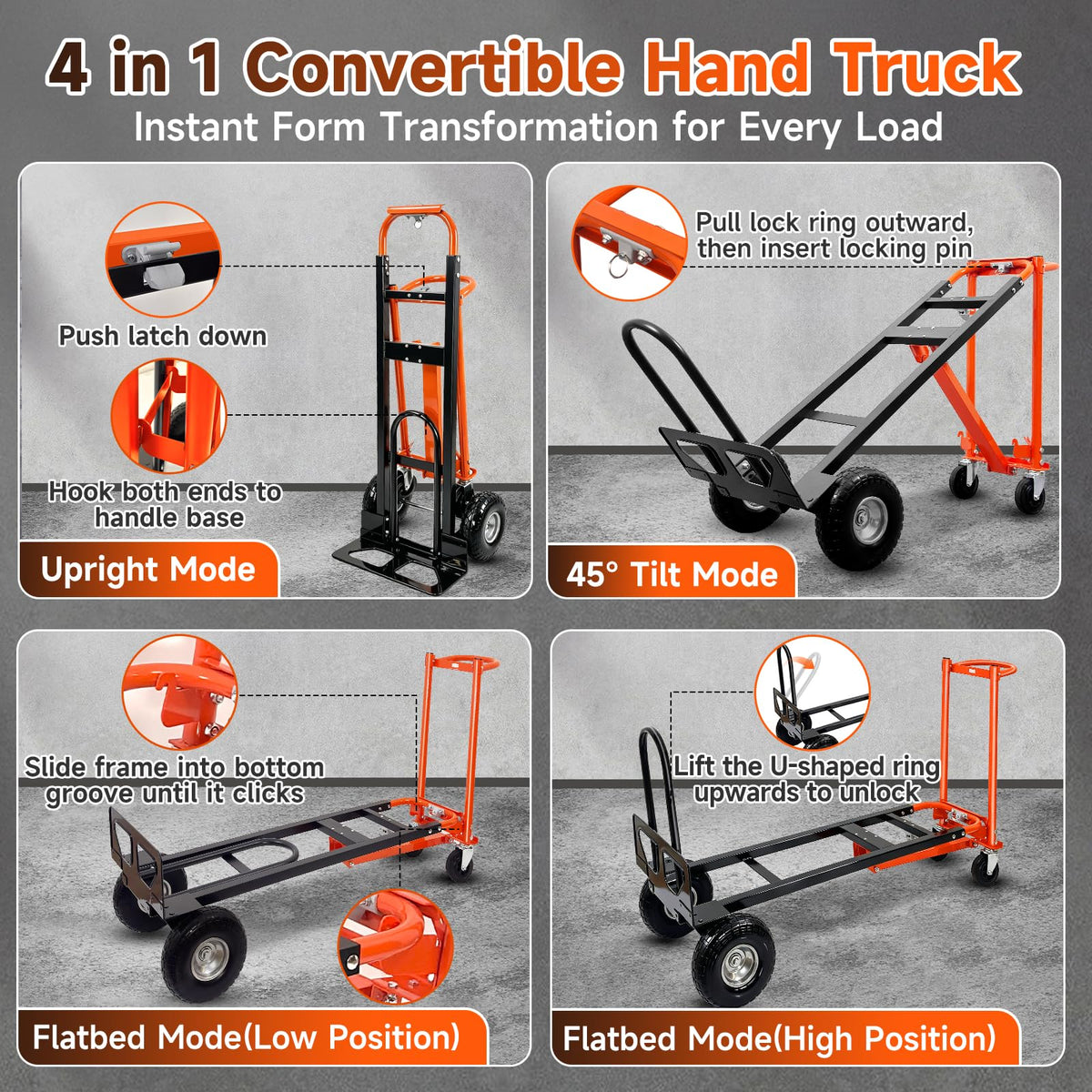 Heavy Duty Convertible Hand Truck with Wheels E30792