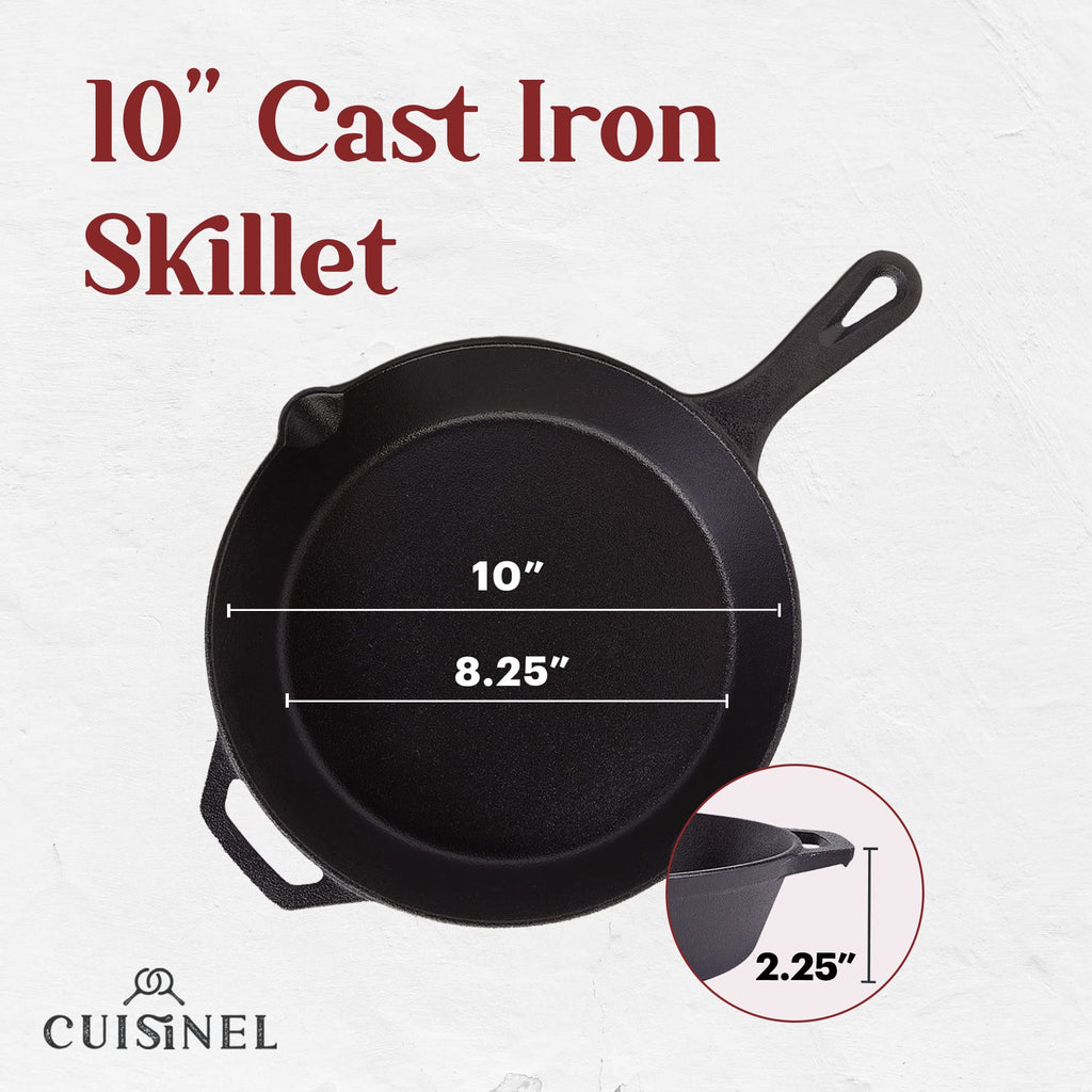 10 Inch Pre-Seasoned Cast Iron Skillet with Lid S3485
