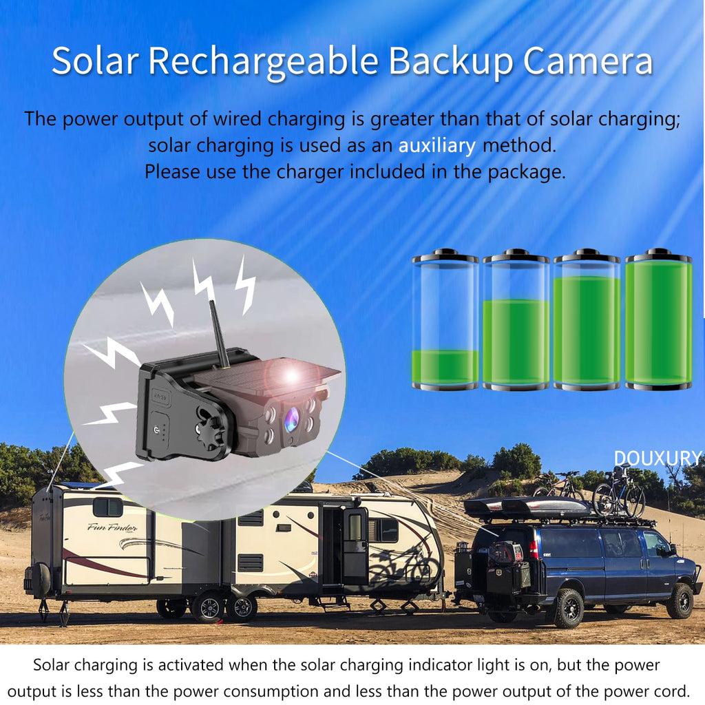 Solar Magnetic Wireless Backup Camera with 5" 1080P Monitor H6575