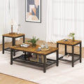 Brown Coffee Table Set of 3 with Metal Frame E21077