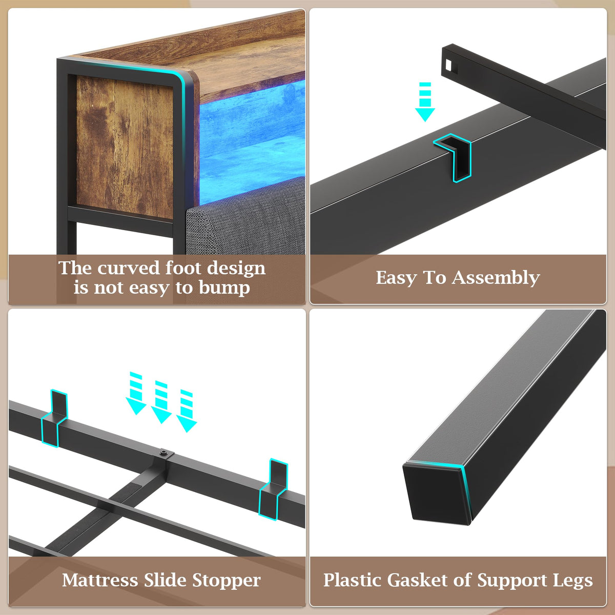 Full Size Corner Bed Frame with Storage and Drawers E787