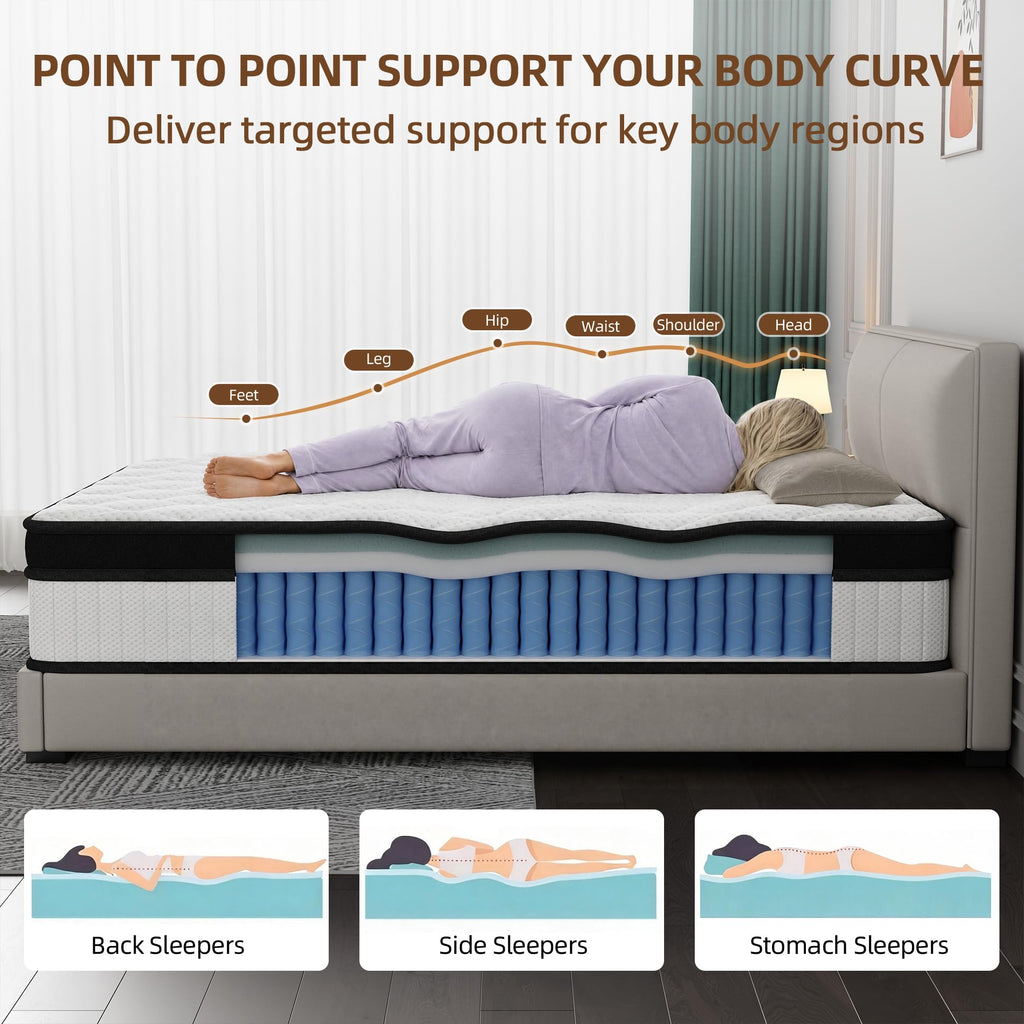 12 Inch Medium Firm Memory Foam Pocket Spring Hybrid Mattress G203