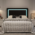 Queen Size Black Velvet Bed Frame with LED Light Z228