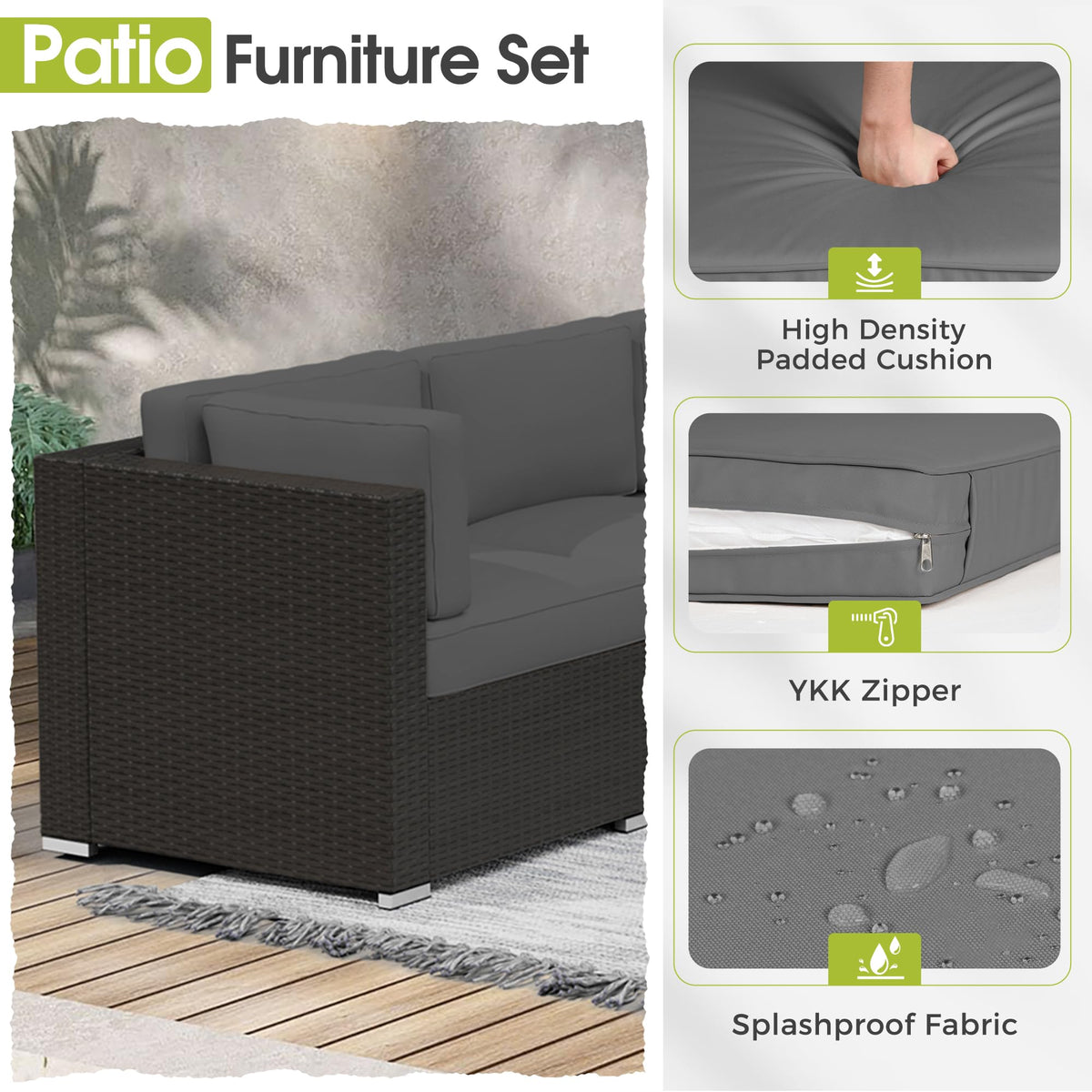 Grey 7-Piece Outdoor Patio Furniture Set M2701