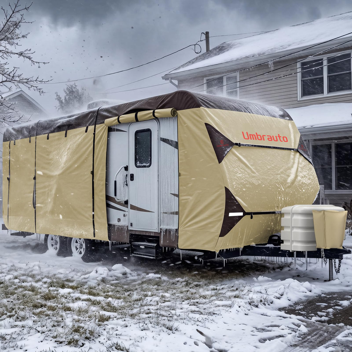 14' ~ 16' Waterproof Windproof Heavy Duty Travel Trailer RV Cover F9939