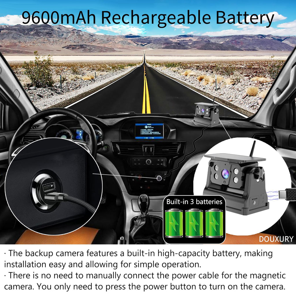 Solar Magnetic Wireless Backup Camera with 5" 1080P Monitor H6575
