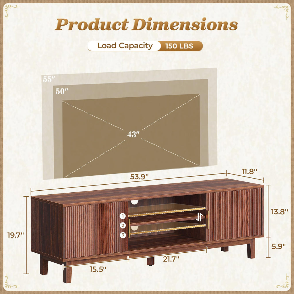 54 Inch Fluted TV Stand with Storage F53642