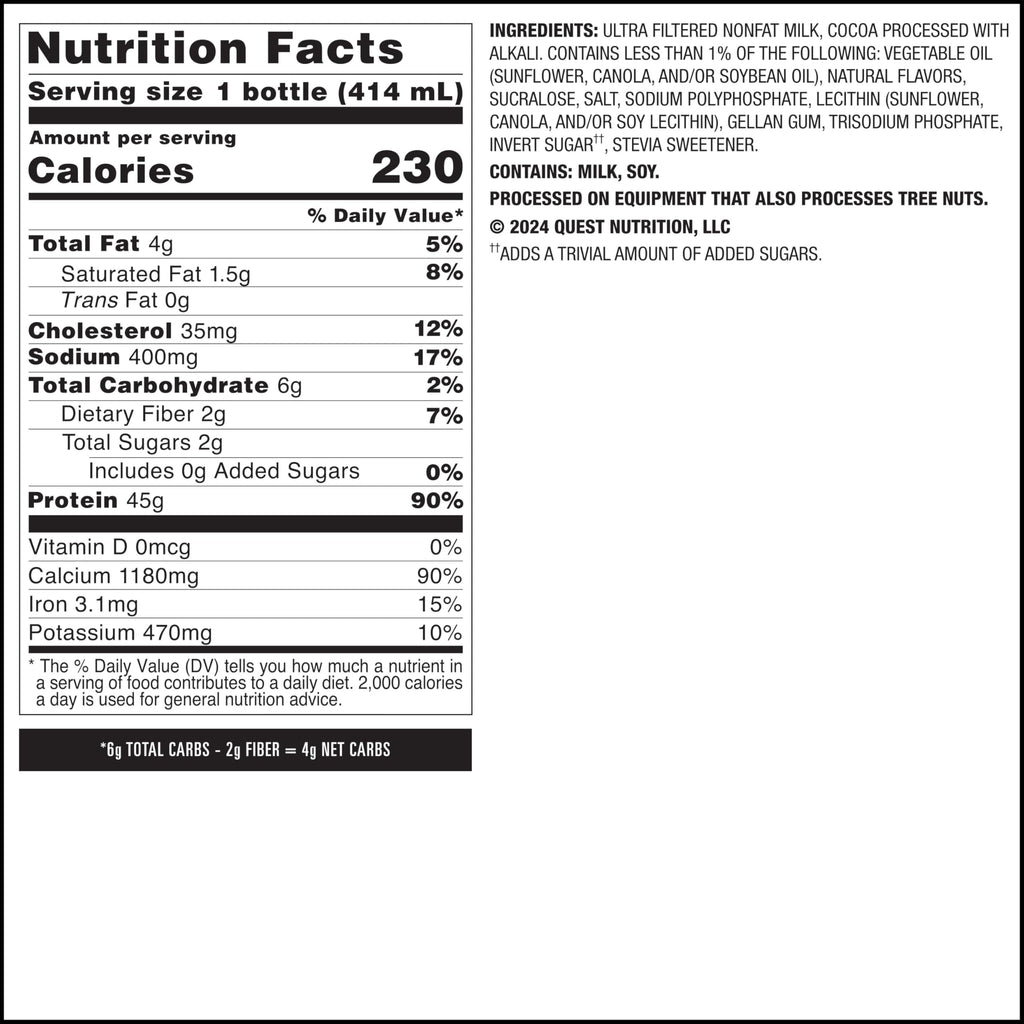 Chocolate Protein Shake, 45g Protein, 12 Count Z613480