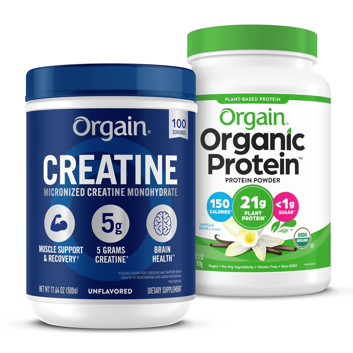 Creatine Monohydrate Powder & Organic Vegan Vanilla Bean Protein Powder Bundle L31653