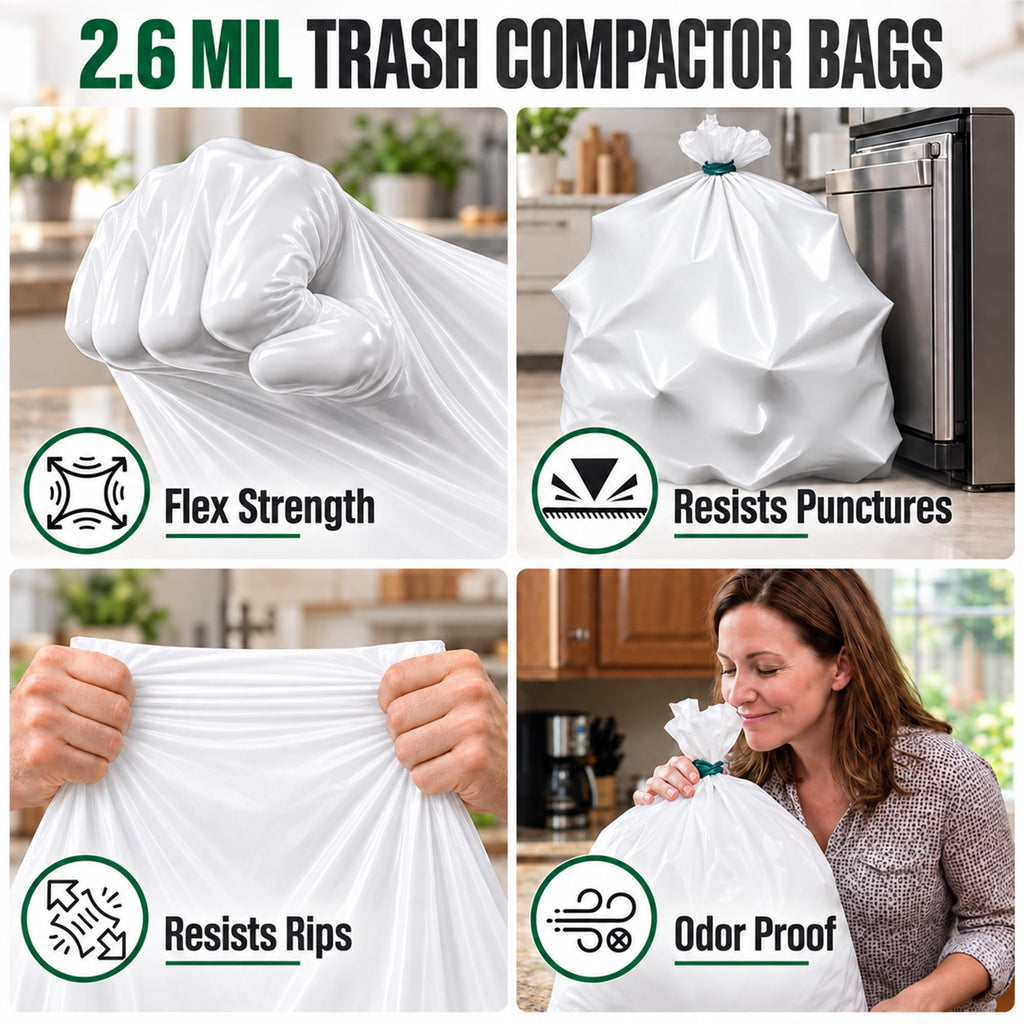 60pack 2.6 Mil 18 Gal Trash Compactor Bags J4614