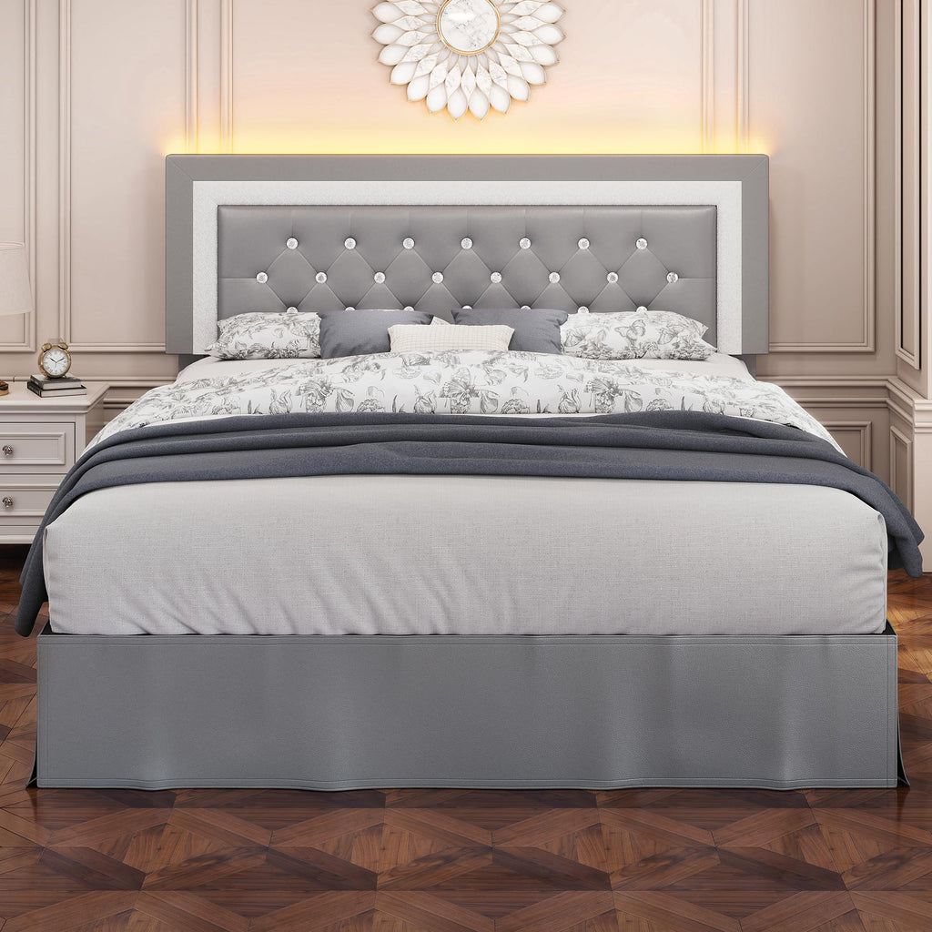 Twin LED Bed Frame with Adjustable Headboard V4447