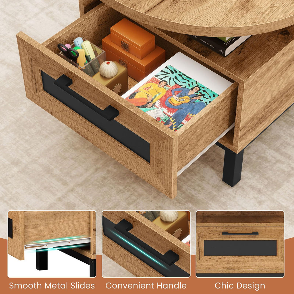 47" Oval Wood Coffee Table with Storage K462362