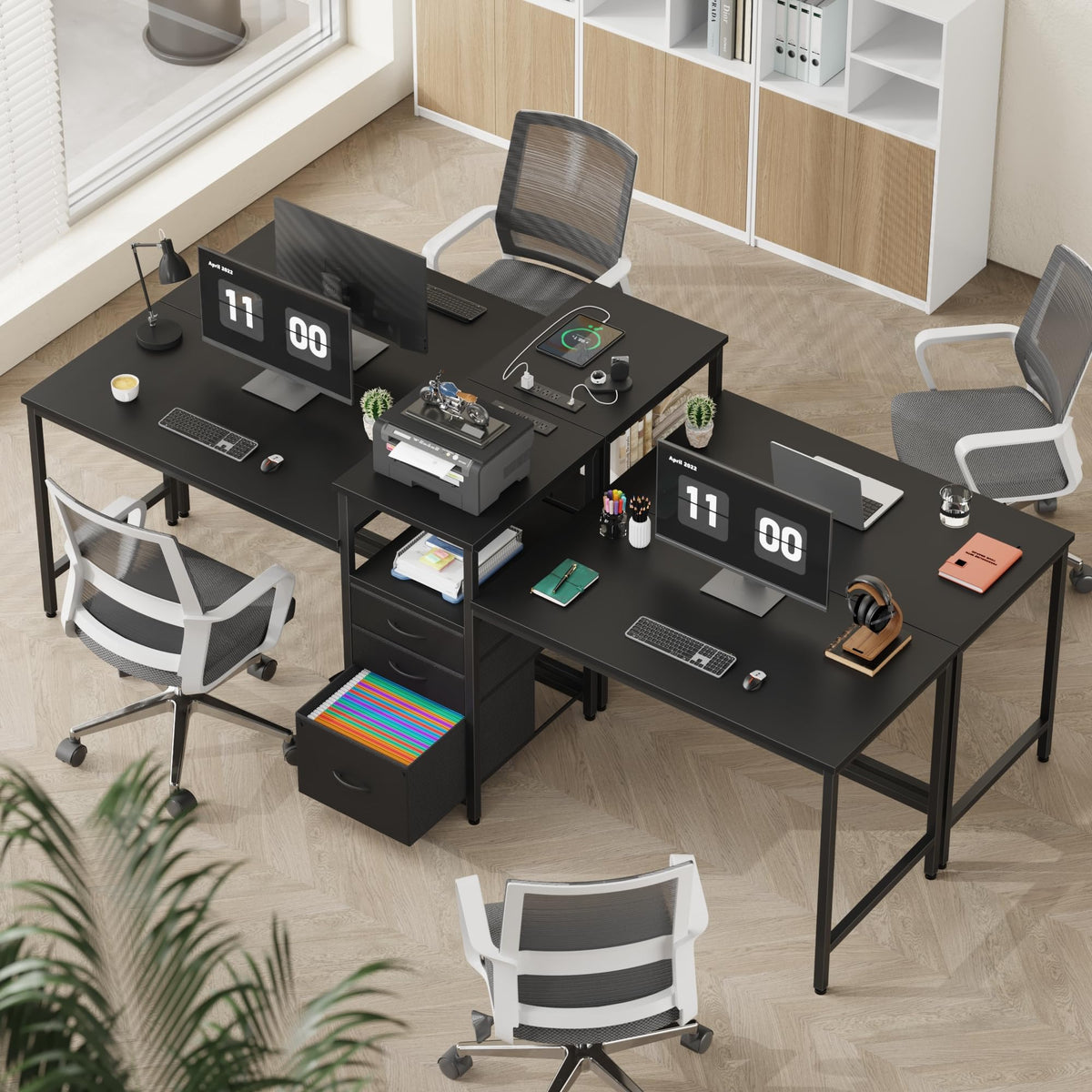 Two Person Desk with Charging Station U6792