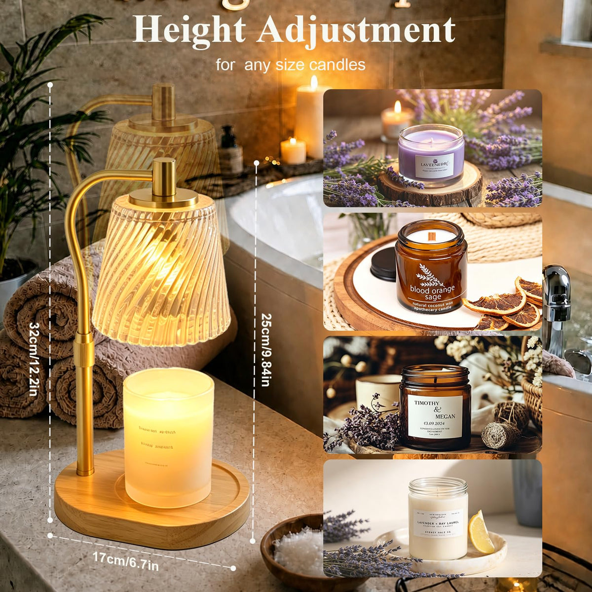 Candle Warmer Lamp with Timer and Dimmable O57431
