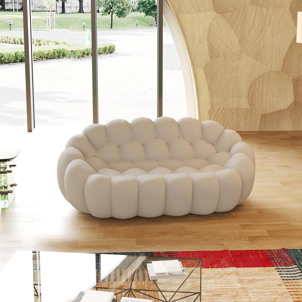 Light Grey Curved Upholstered Sofa E502855