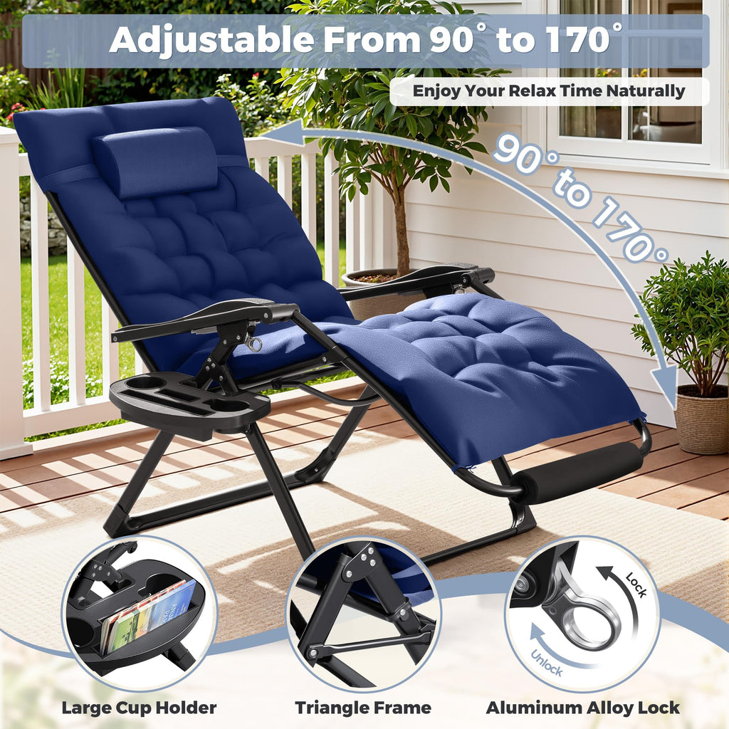 Oversized Blue Zero Gravity Chair with Cushion and Cup Holder X439959