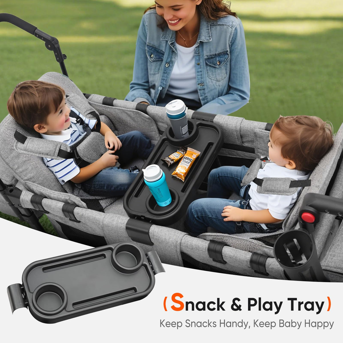 4-in-1 Wagon Stroller with Convertible Seats and Canopy S25919
