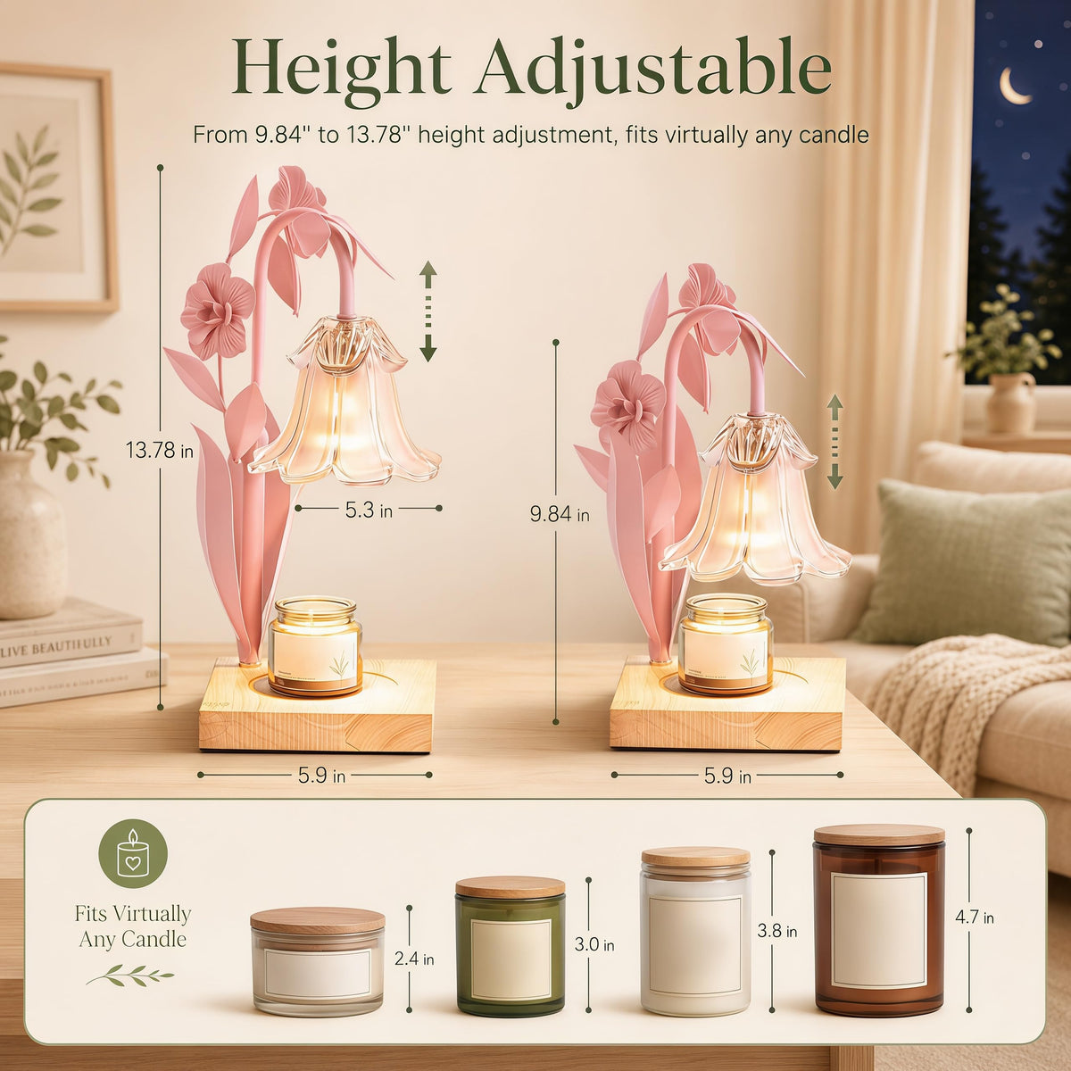Pink Dimmable Candle Warmer Lamp with Timer L5898