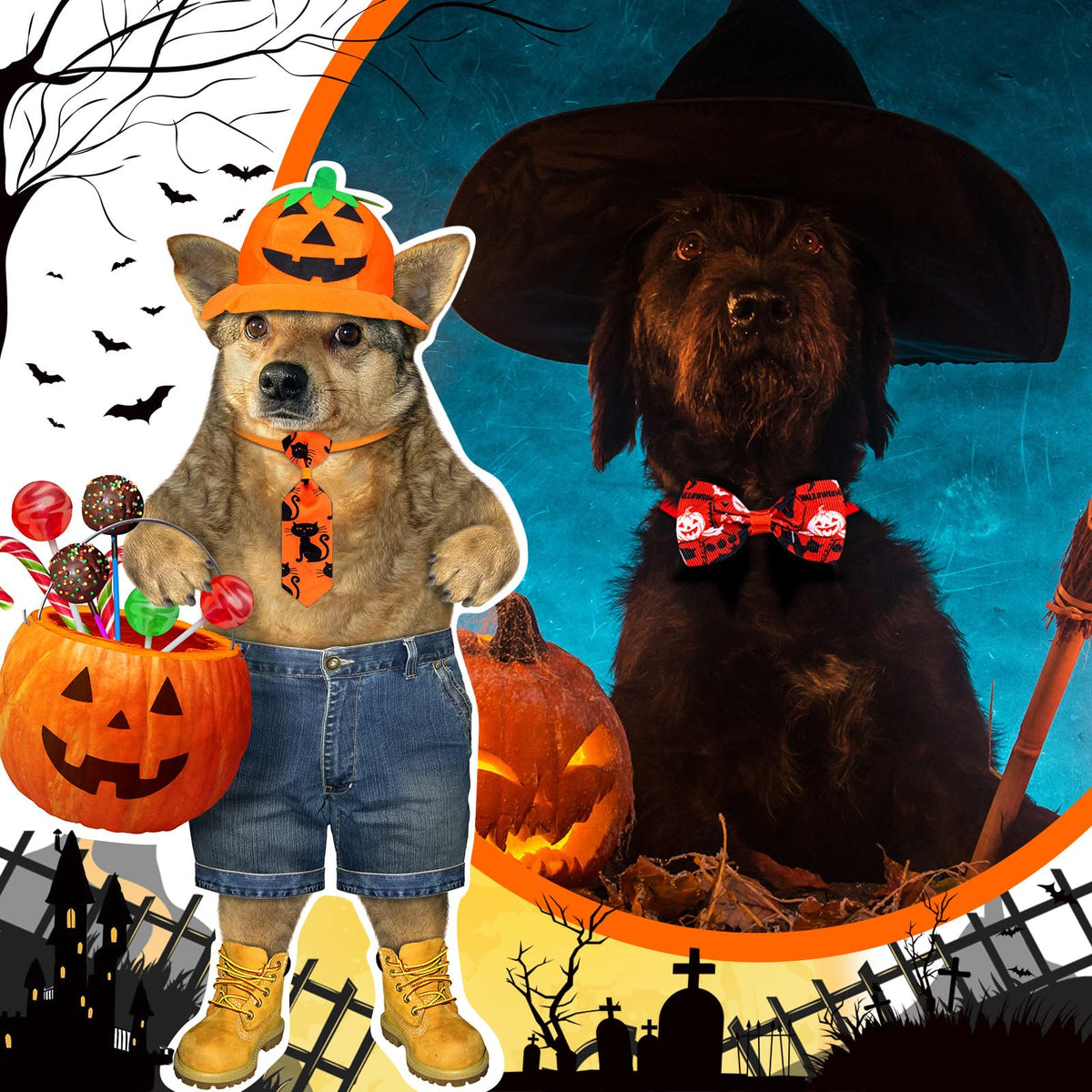 120 Pcs Halloween Dog Bow Ties F4537