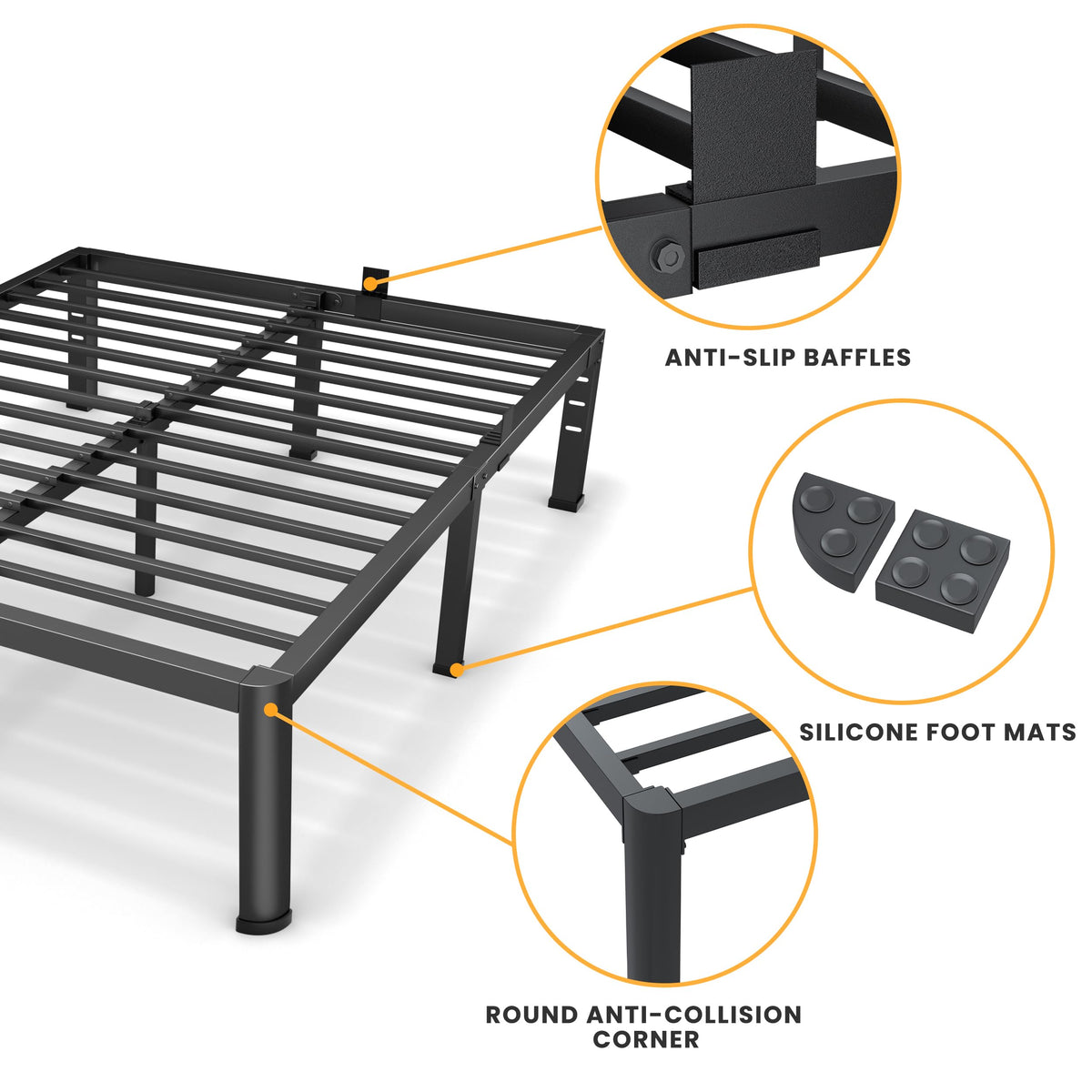 18 Inch Queen Size Metal Platform Bed Frame L7906