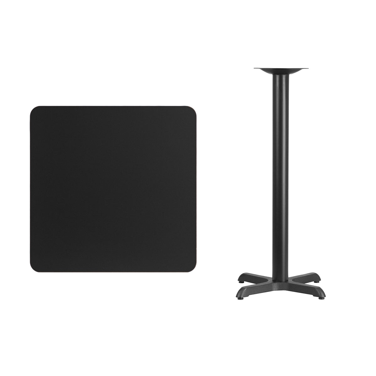 Black Laminate Table Top with Bar Height Table Base F7401
