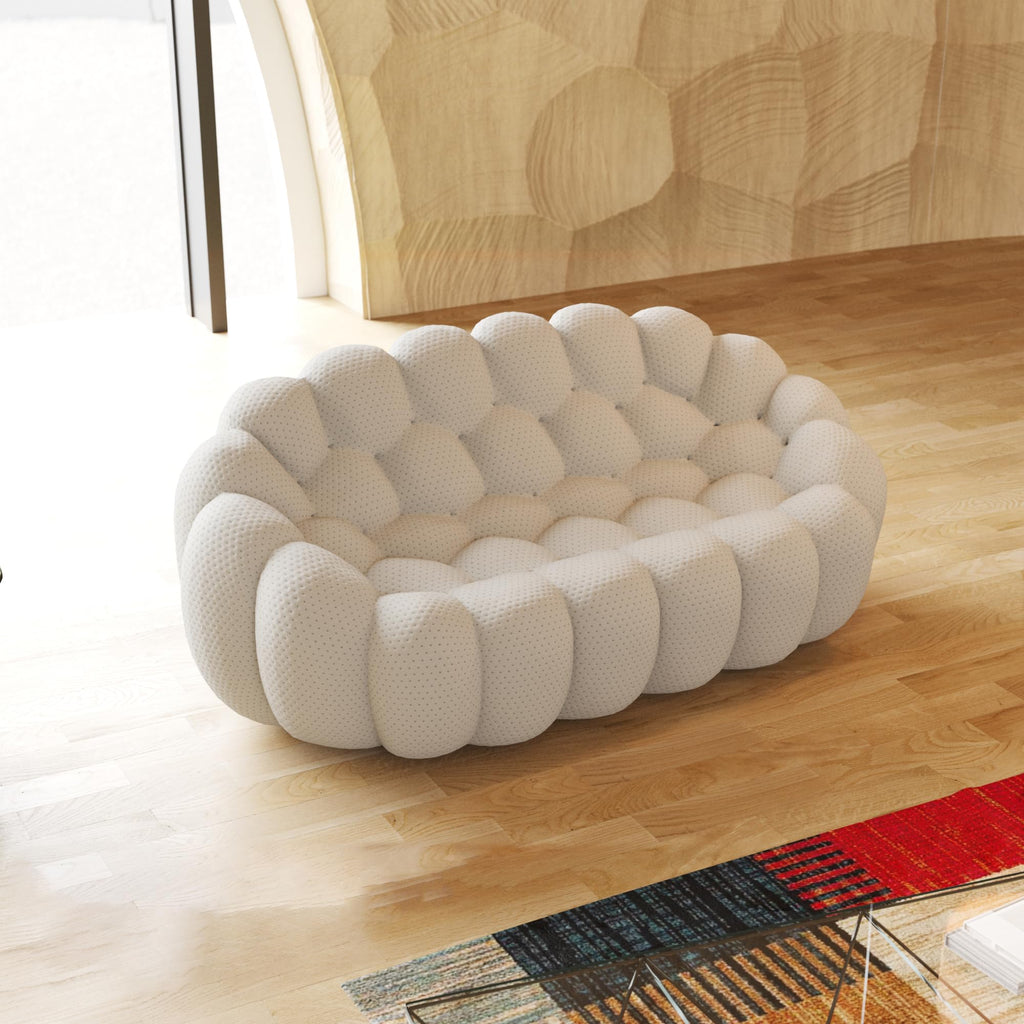 Light Grey Curved Upholstered Sofa E502855