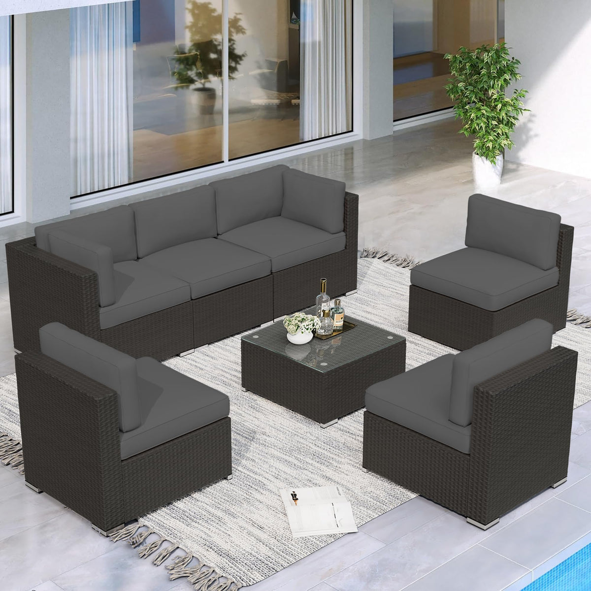Grey 7-Piece Outdoor Patio Furniture Set M2701