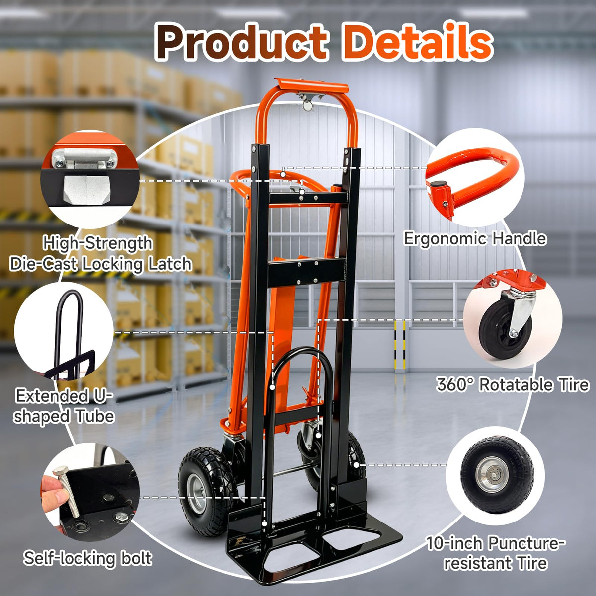 Heavy Duty Convertible Hand Truck with Wheels E30792