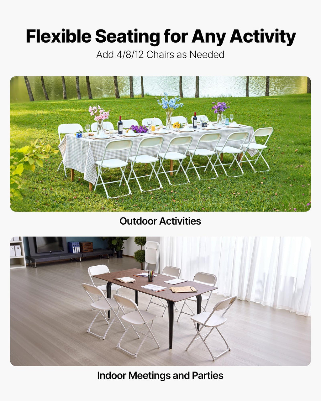4 Pack Folding Plastic Chairs with Metal Frame D1063