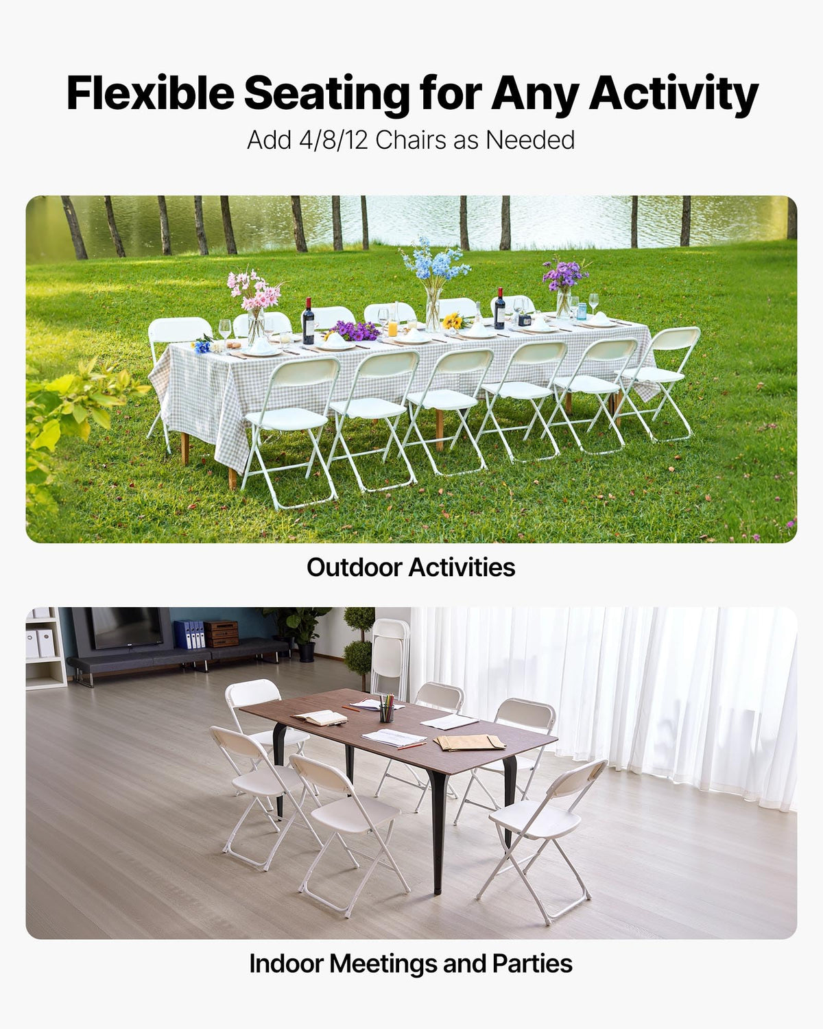 4 Pack Folding Plastic Chairs with Metal Frame D1063