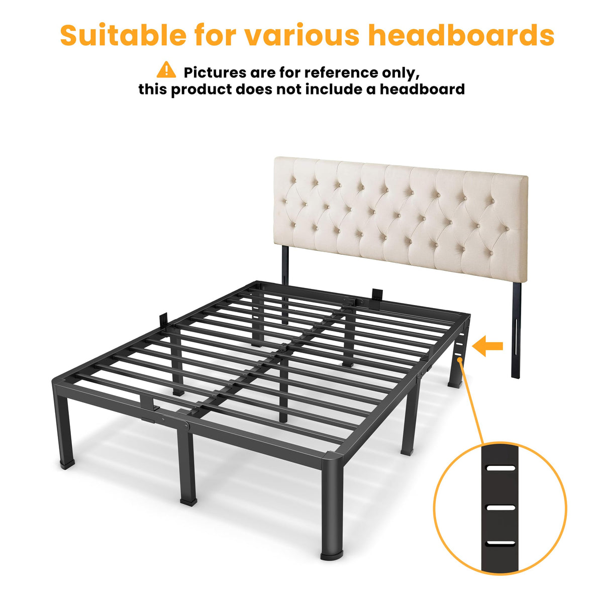 18 Inch Queen Size Metal Platform Bed Frame L7906