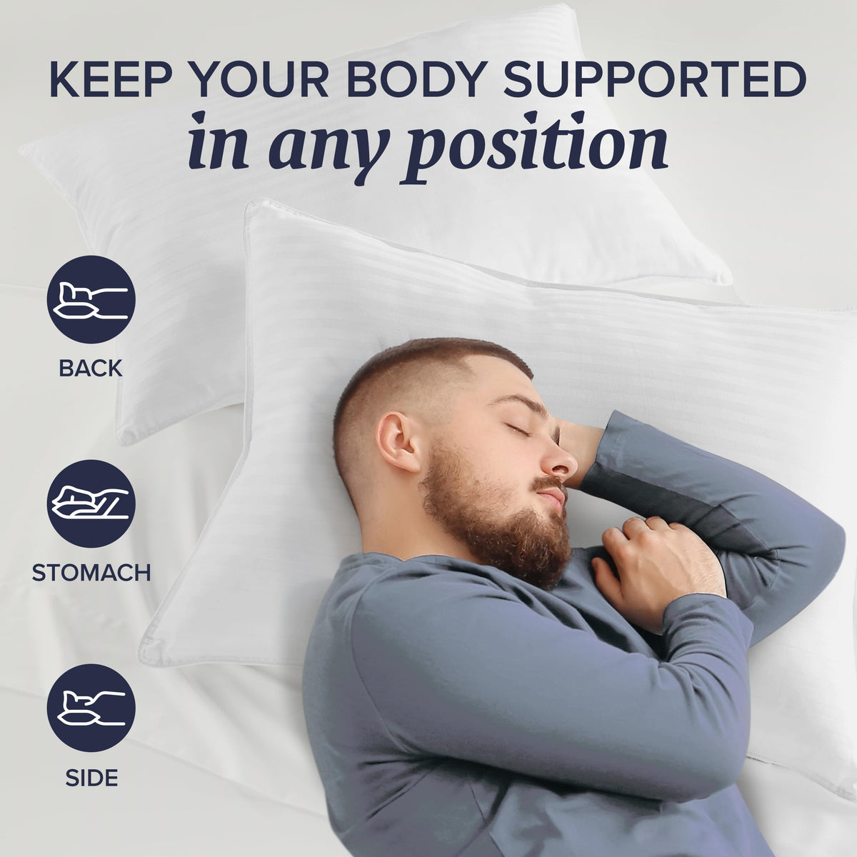 King Size Soft Down Alternative Bed Pillows with Cooling Pillowcases P377