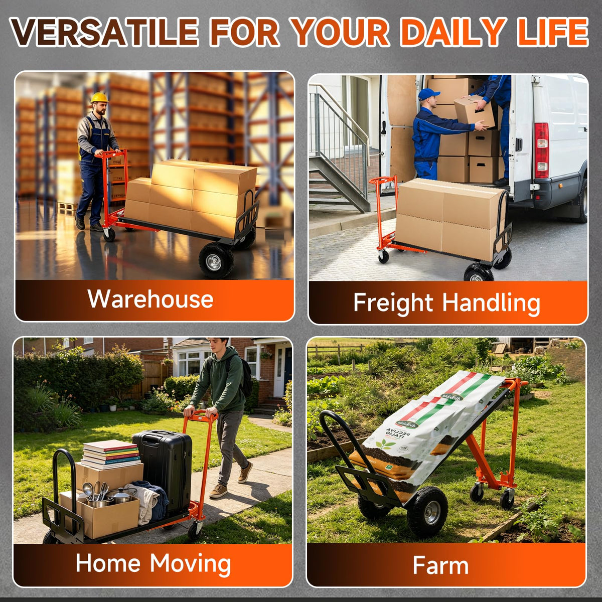 Heavy Duty Convertible Hand Truck with Wheels E30792