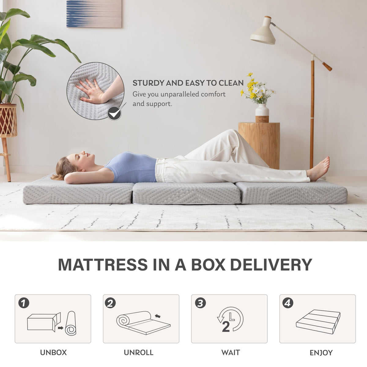 6 inch Twin Memory Foam Folding Mattress T439