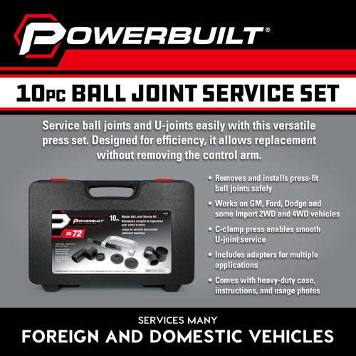 10 Piece Ball Joint Service Tool Kit with Storage Case L323