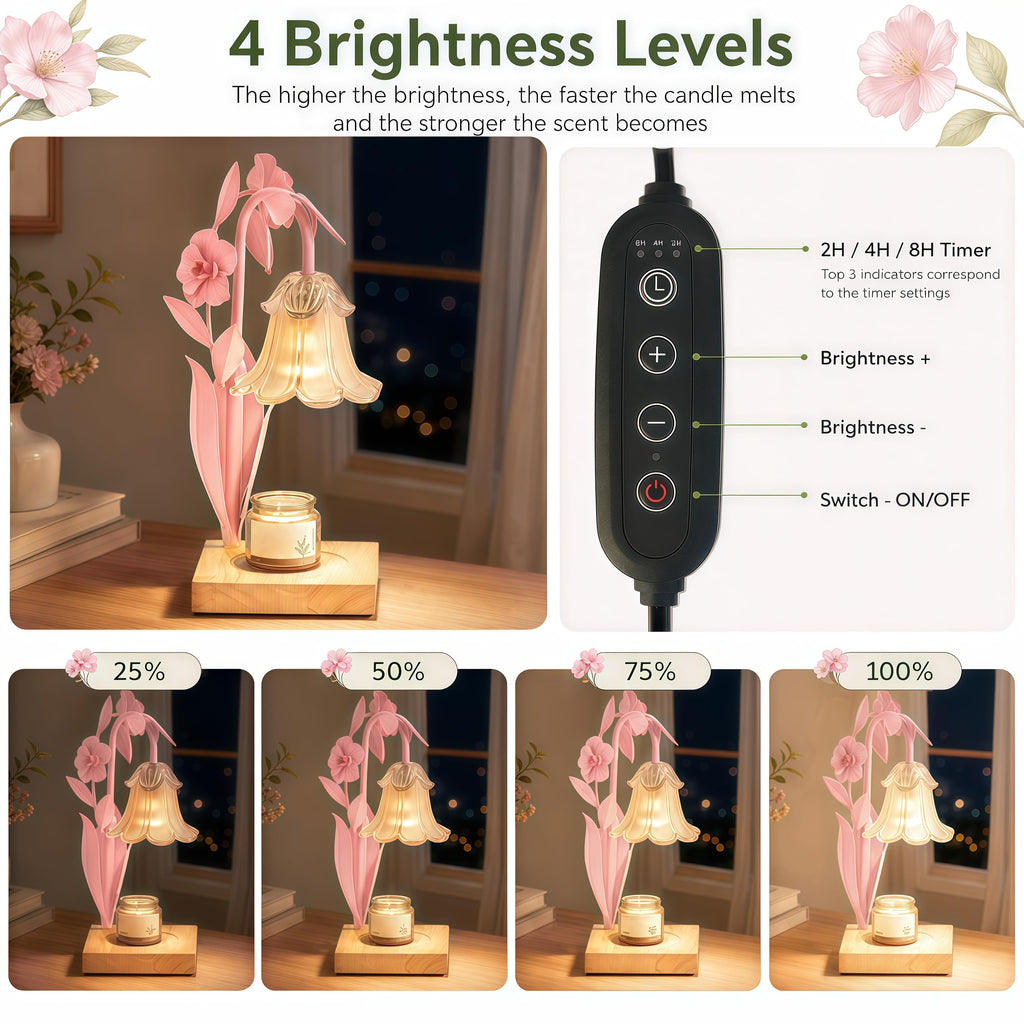 Pink Dimmable Candle Warmer Lamp with Timer L5898
