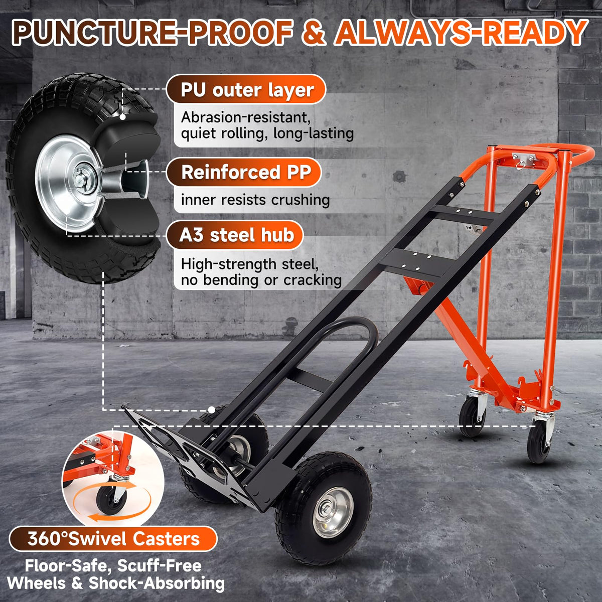 Heavy Duty Convertible Hand Truck with Wheels E30792