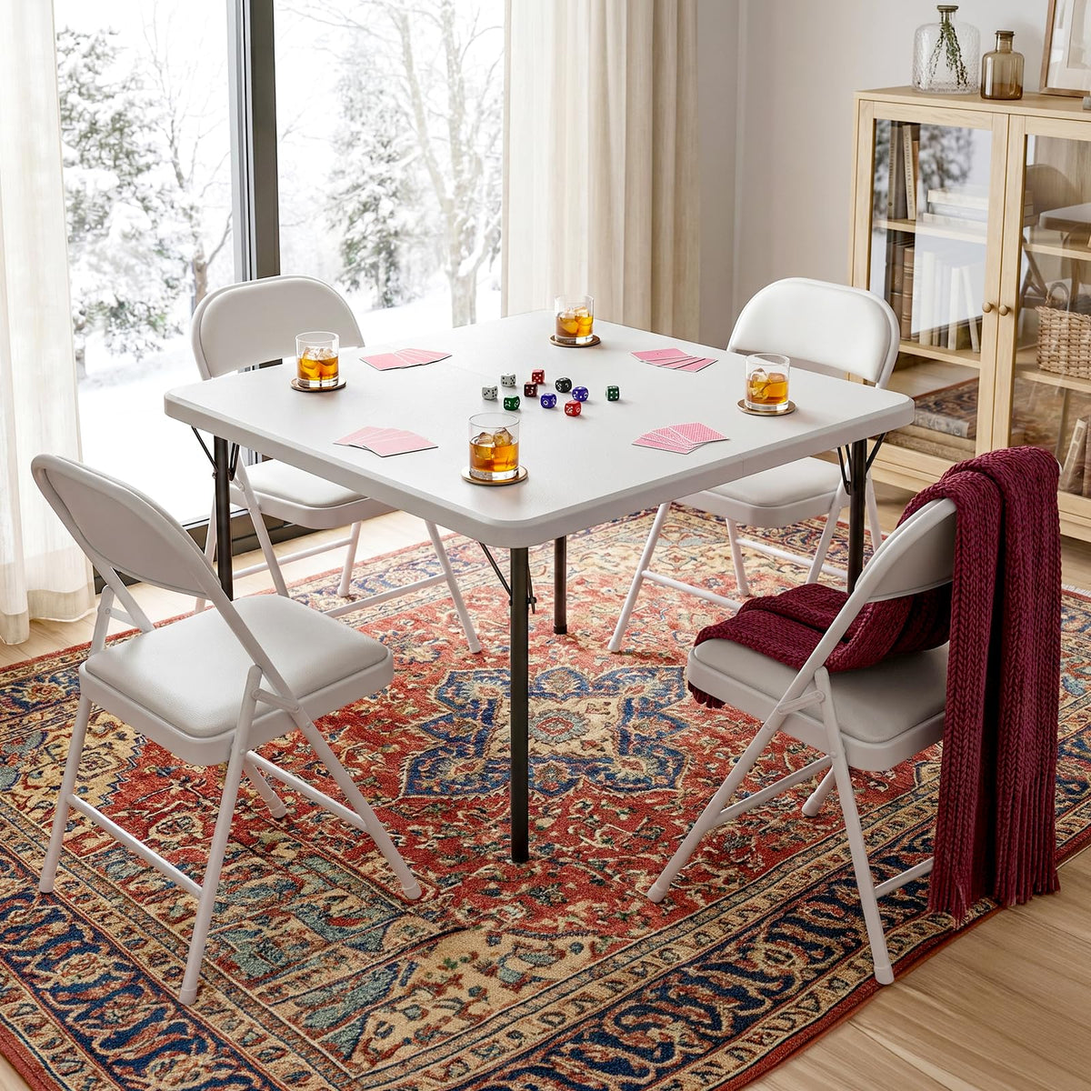 36 Inch Square Folding Card Table with Carrying Handle Q953632