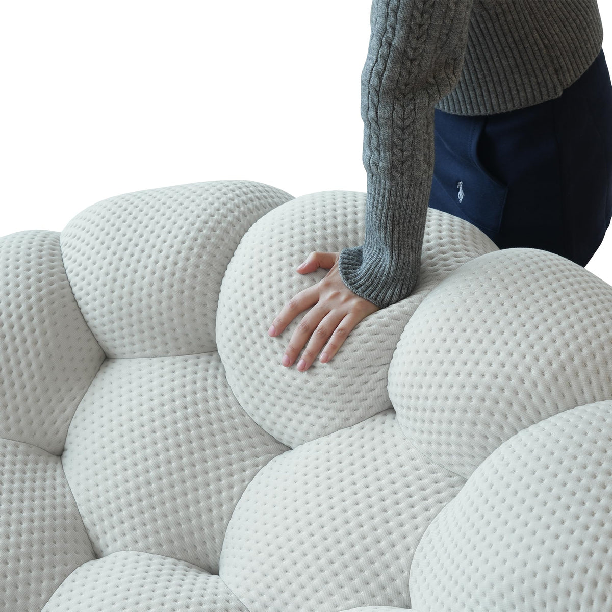Light Grey Curved Upholstered Sofa E502855
